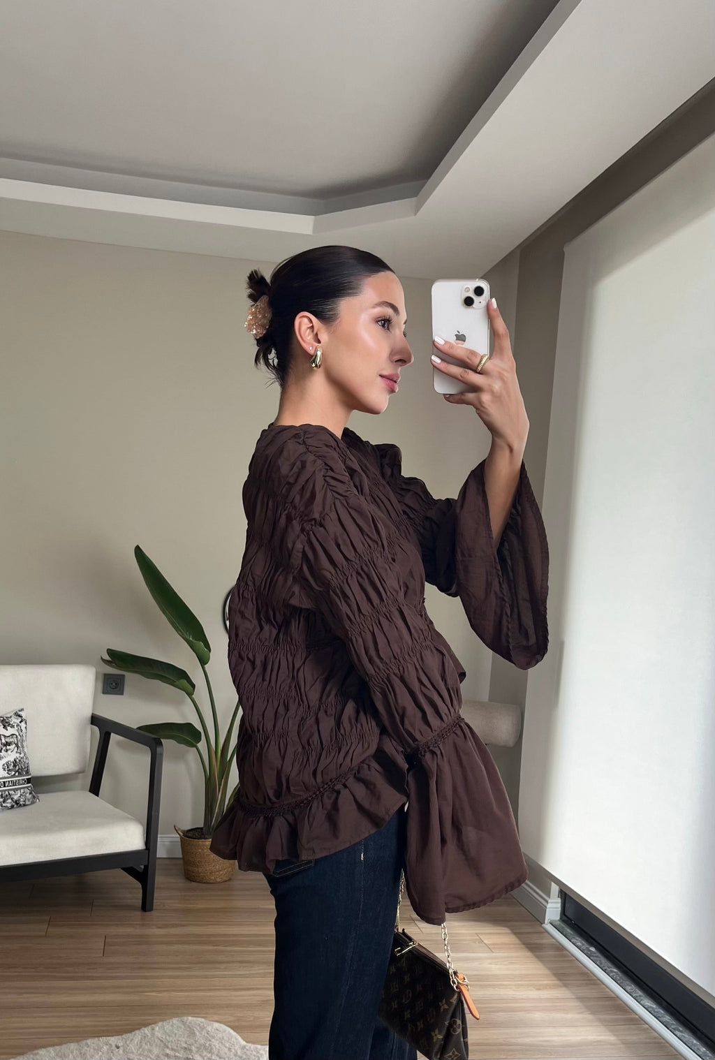 Fırfır Detay Piliseli Gömlek