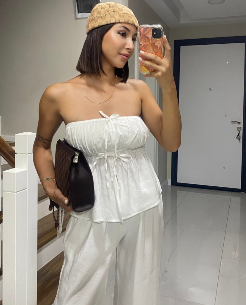 Beyaz Straplez Takım