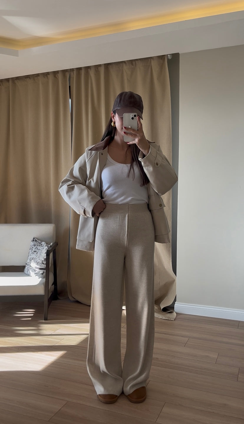 KREM TRİKO PANTOLON