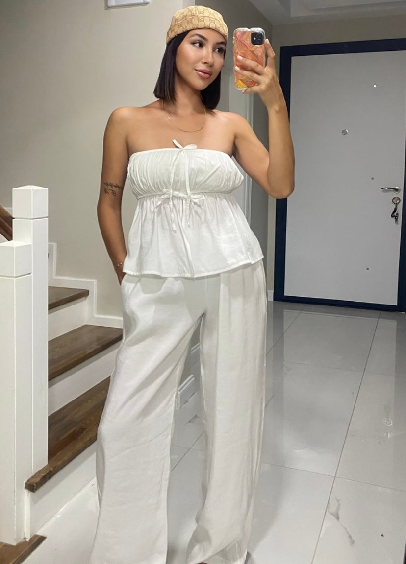 Beyaz Straplez Takım