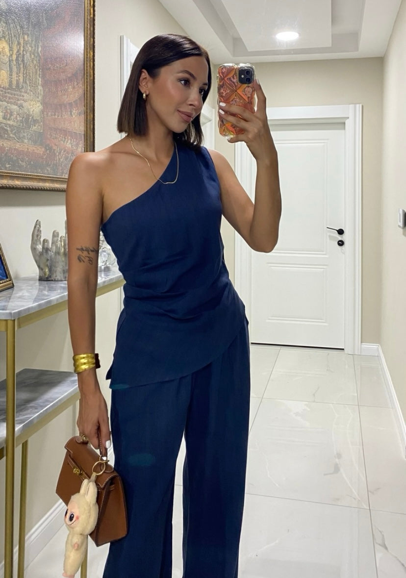 Keten Tek Kol Lacivert Takım