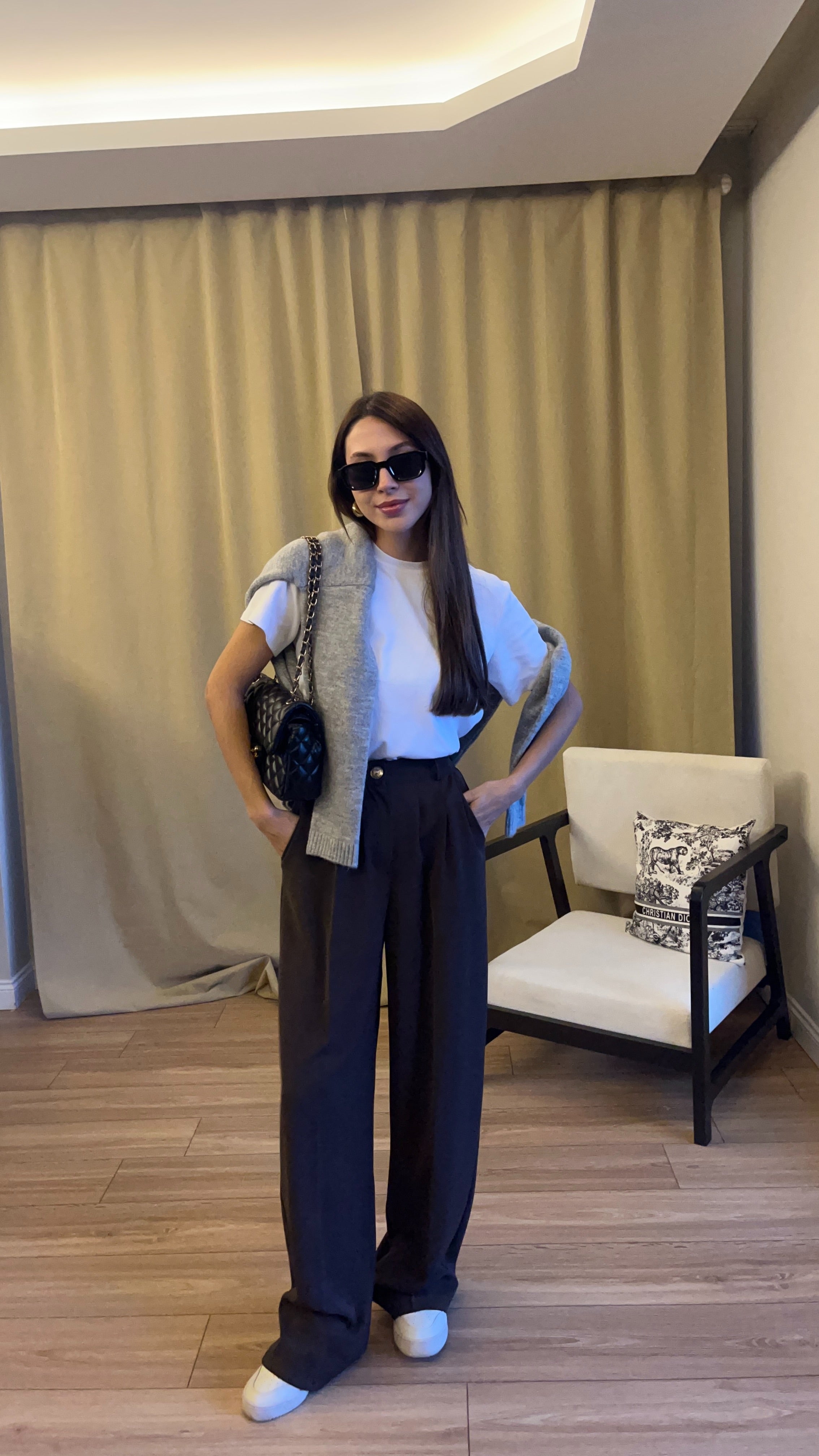 GOLD DÜĞMELİ KAHVERENGİ PALAZZO PANTOLON