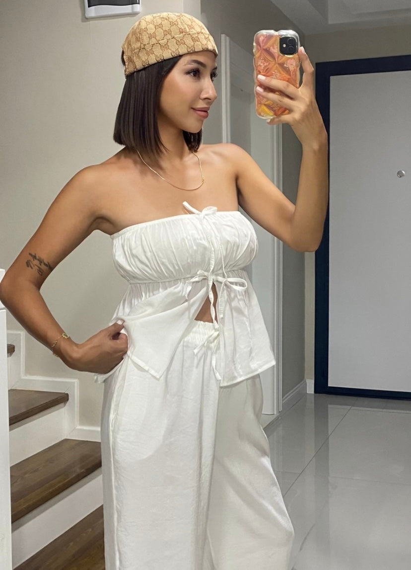 Beyaz Straplez Takım