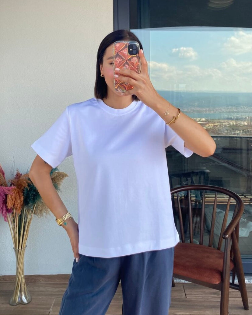 Pamuklu Beyaz Tshirt