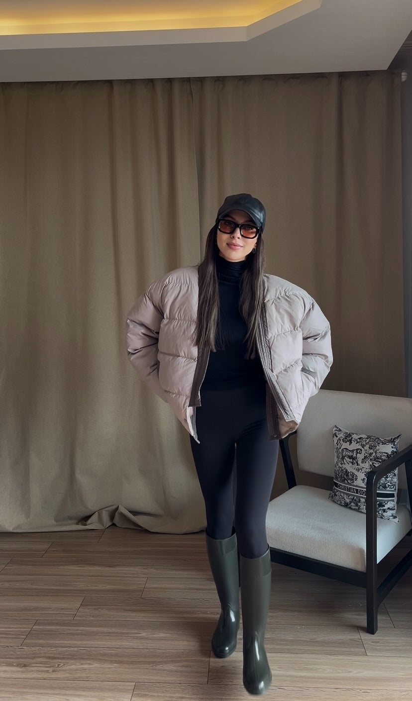 Oversize Bej Şişme Mont