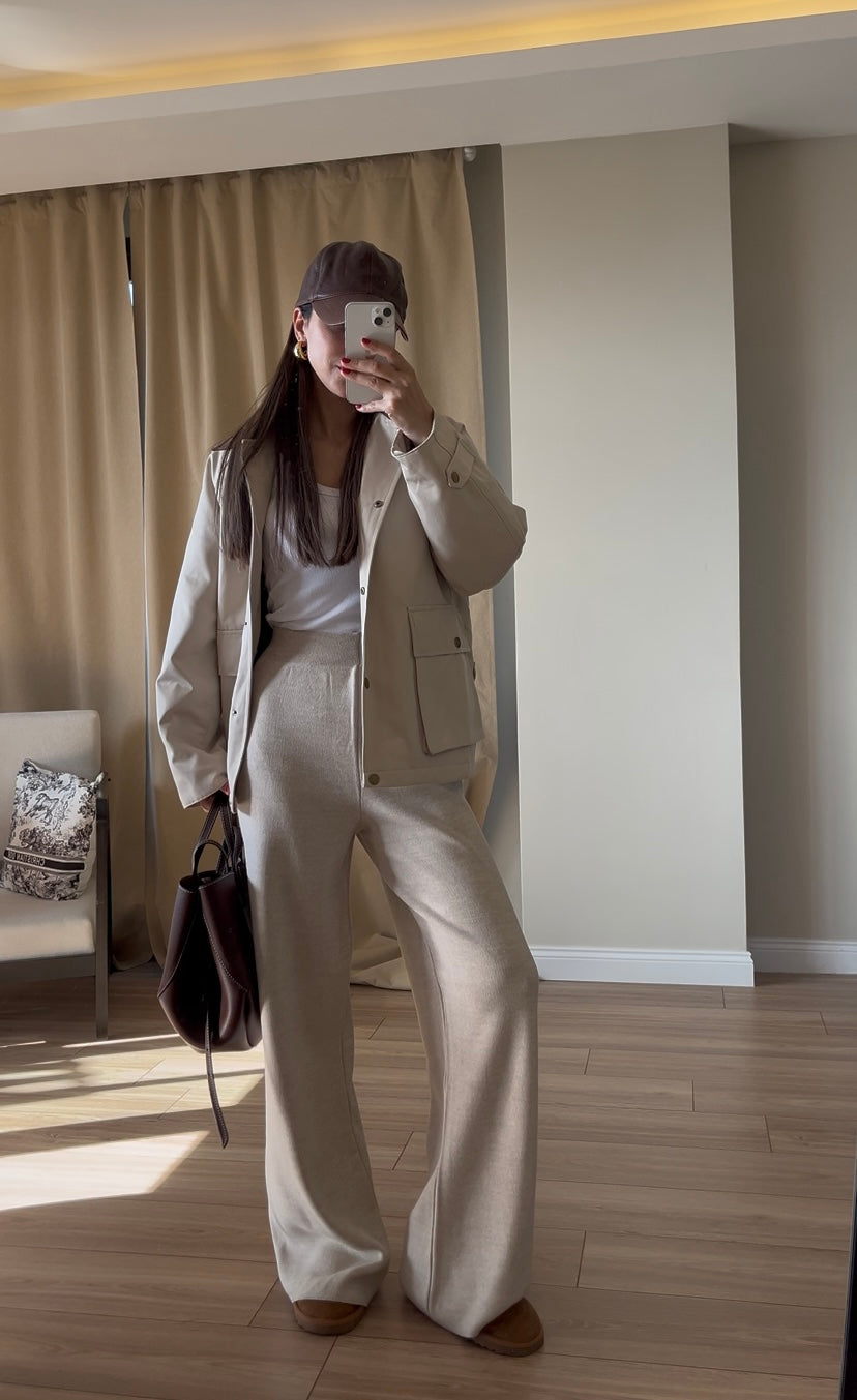 KREM TRİKO PANTOLON