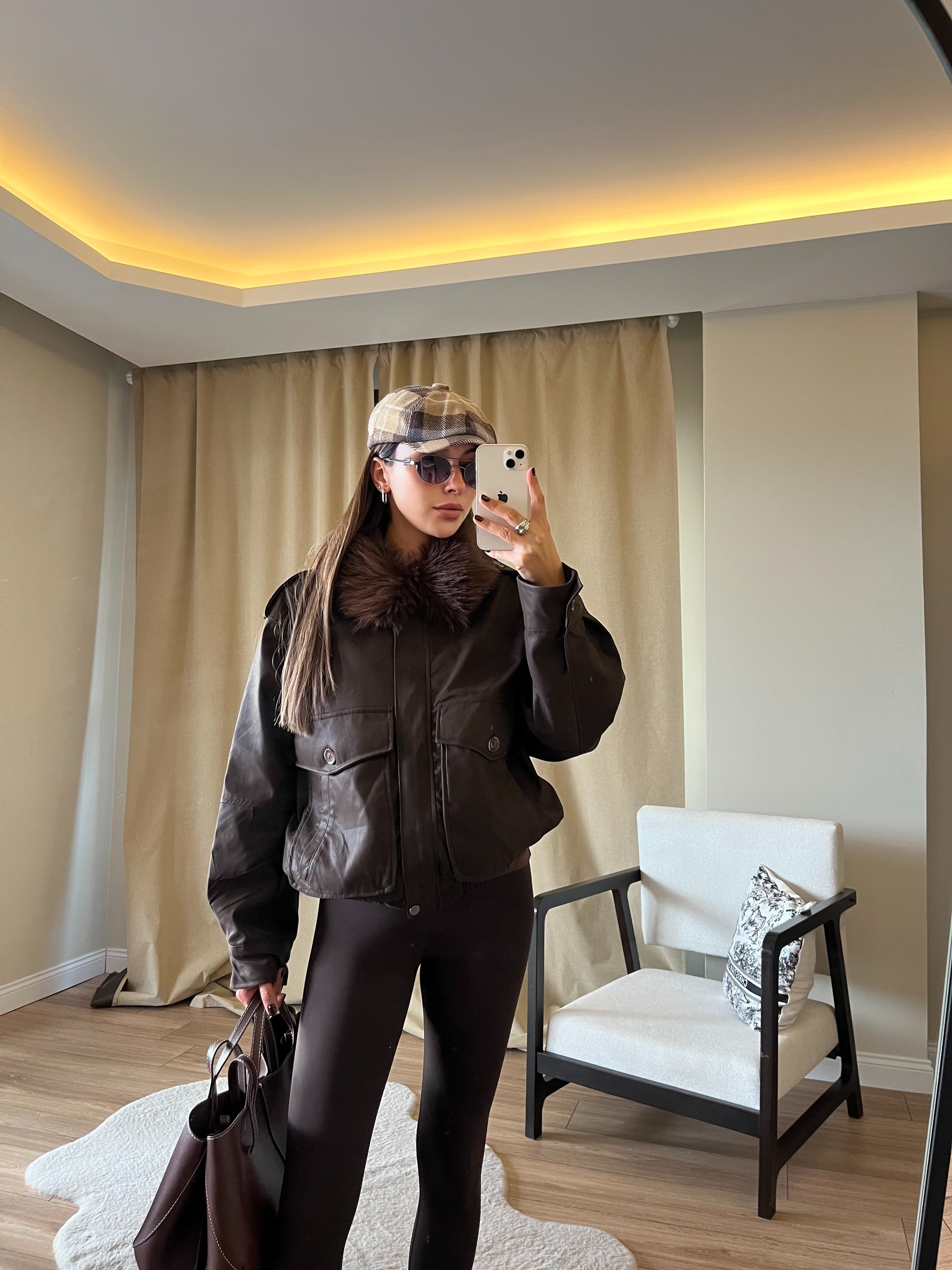 YAKA KÜRK DETAY PREMİUM DERİ CEKET