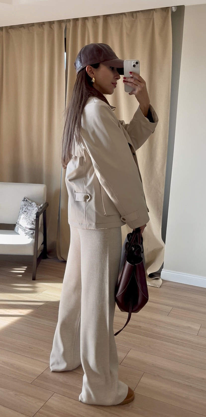 PREMİUM YAKASI KADİFE DETAY İÇ ASTARLI KREM CEKET