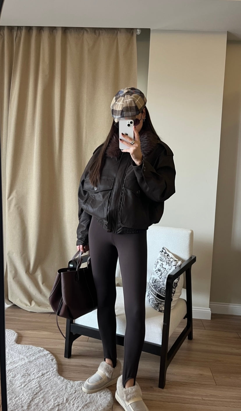 YAKA KÜRK DETAY PREMİUM DERİ CEKET